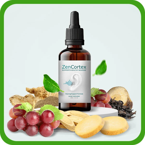 Zencortex dietary supplement bottle with botanical imagery